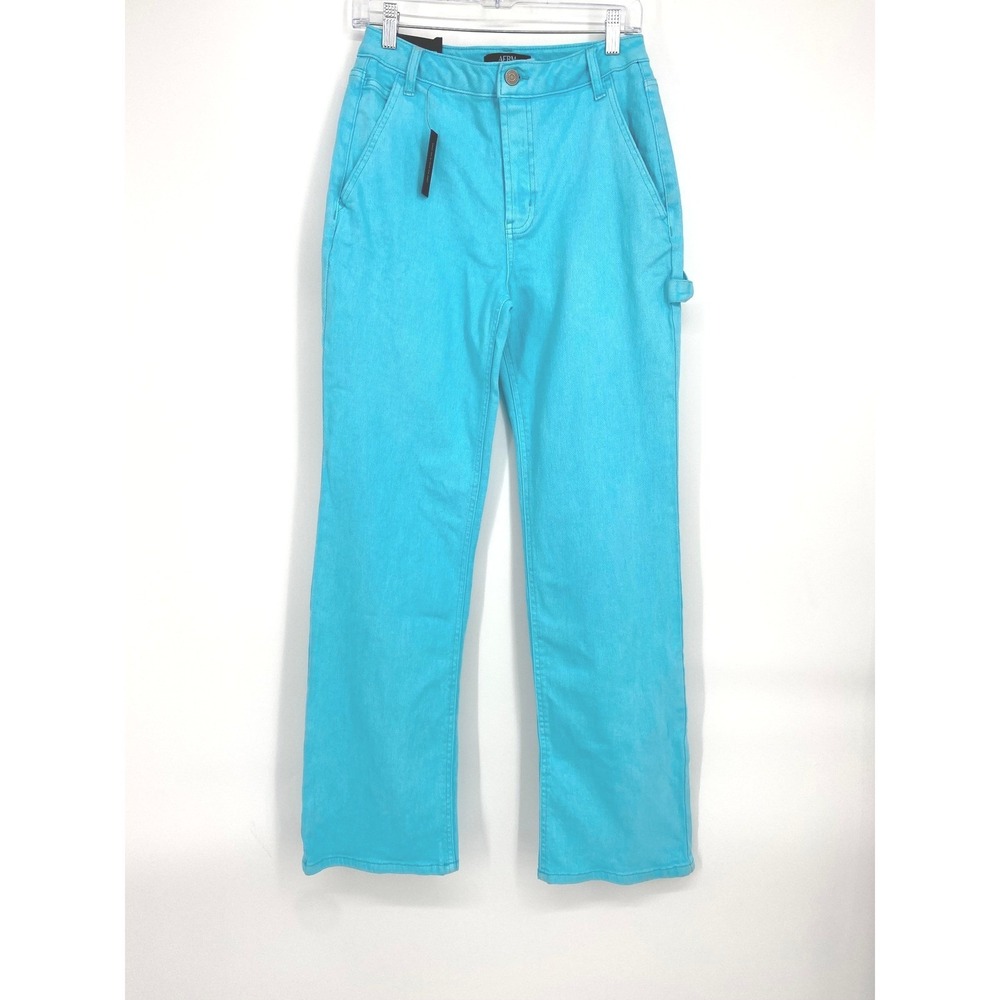 AFRM Straight Leg Jeans in Bright Turquoise